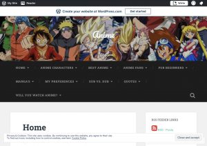 A picture of my website that includes an anime picture background my home page.